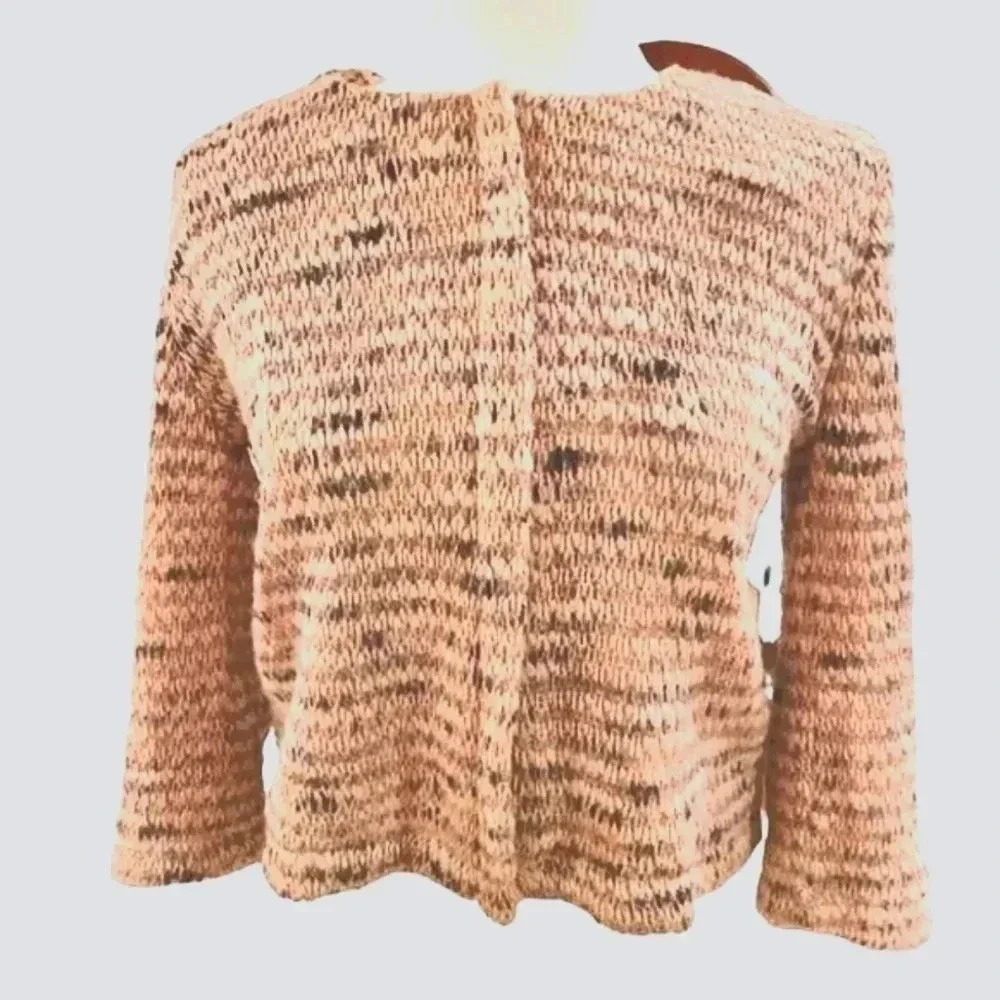 Elodie blush and black tweed zip up sweater Size Small